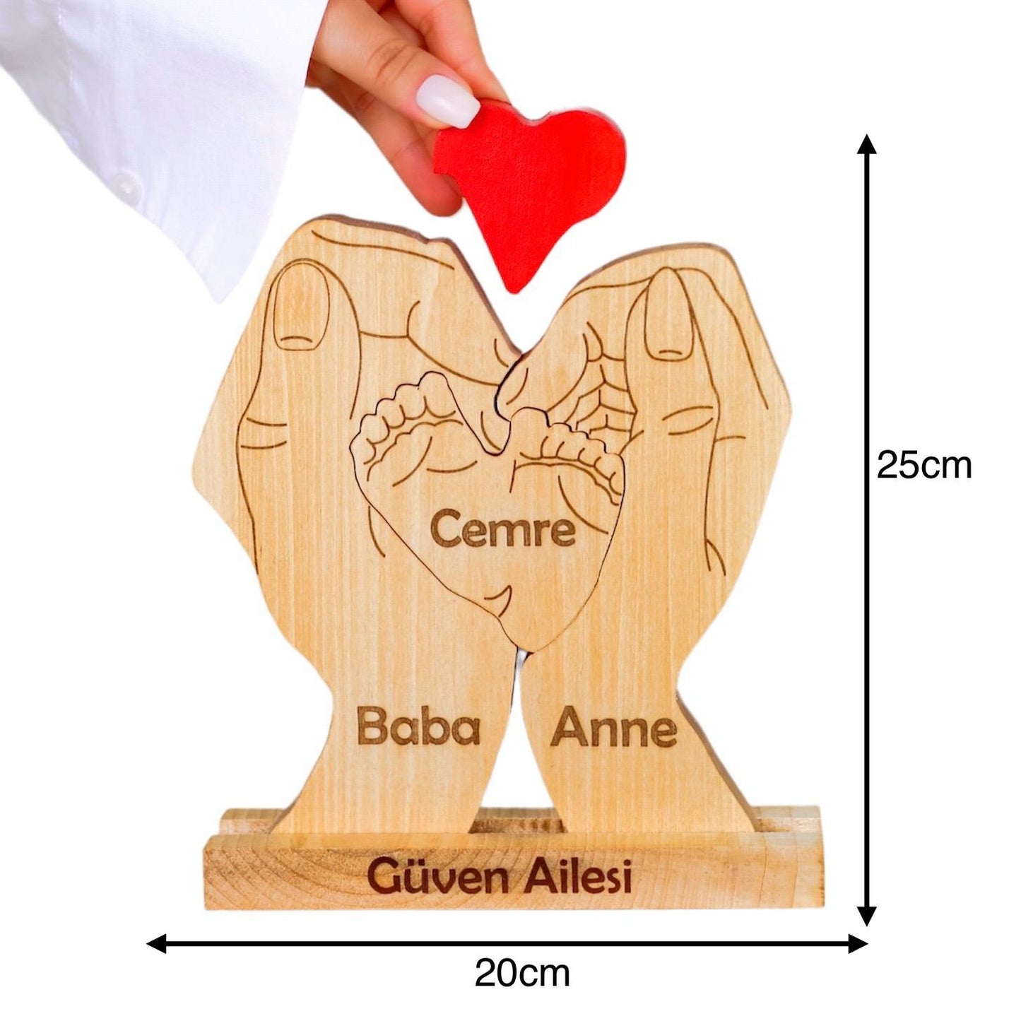 Avuç içi Aile Puzzle Seti (Anne Baba 1 Çocuk)