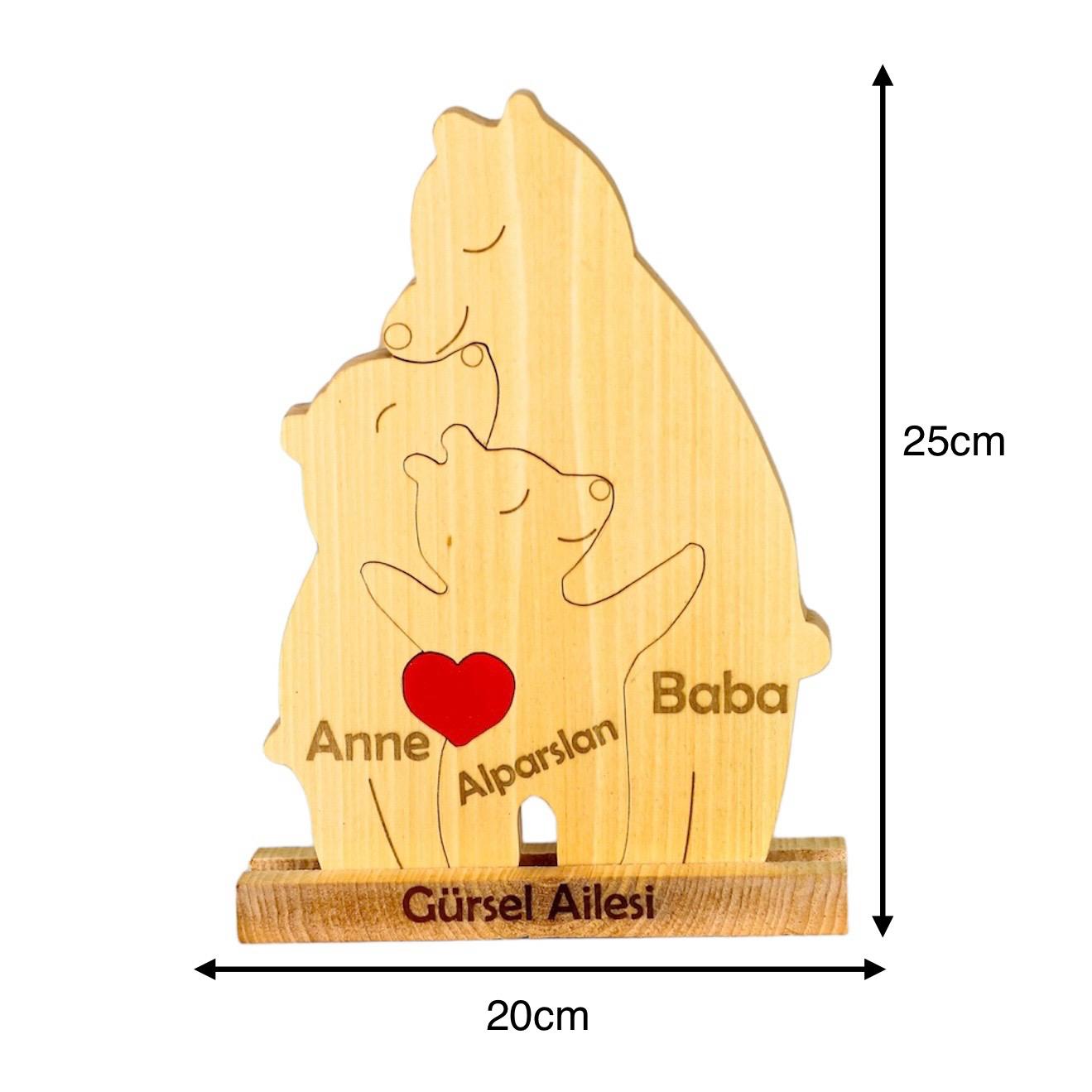 Ayıcık Figürlü Puzzle Seti (Anne Baba 1 Çocuk)