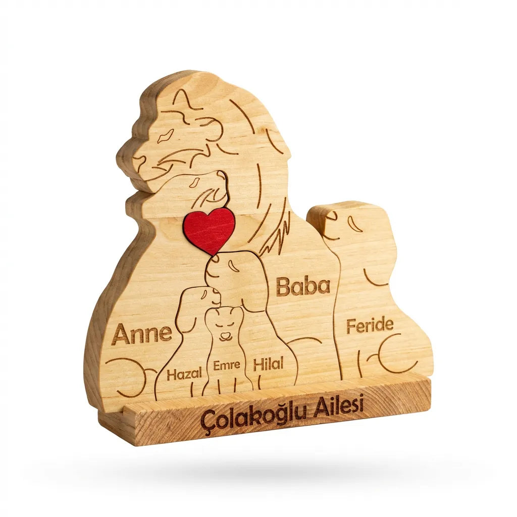 Aslan Figürlü Puzzle Seti (Anne Baba 4 Çocuk)