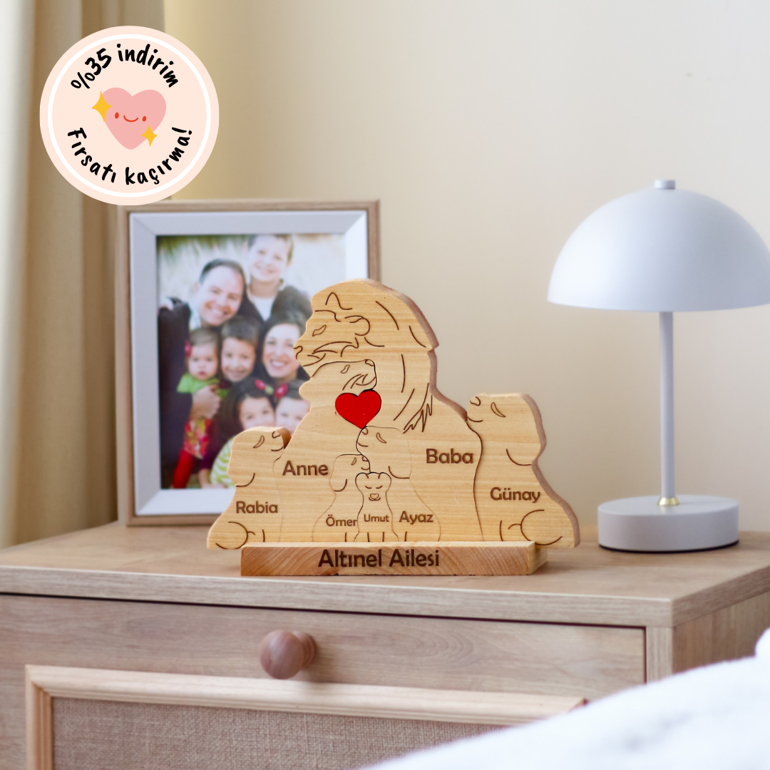 Aslan Figürlü Puzzle Seti (Anne Baba 5 Çocuk)