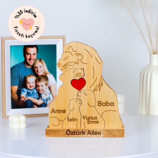Aslan Figürlü Puzzle Seti (Anne Baba 2 Çocuk)