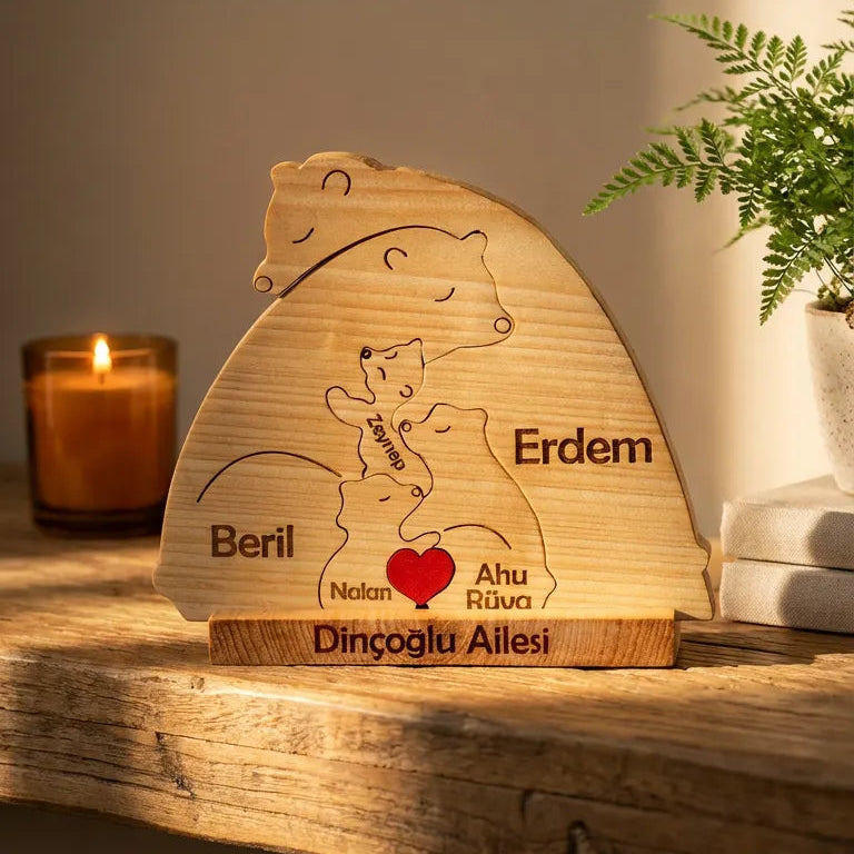 Ayıcık Figürlü Puzzle Seti (Anne Baba 3 Çocuk)