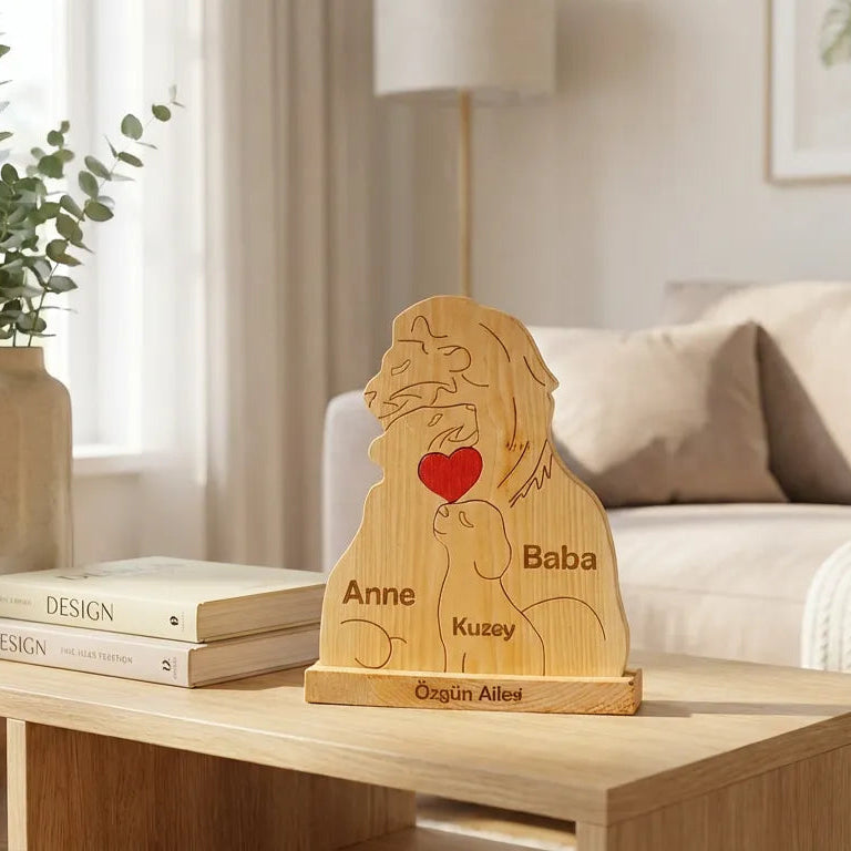 Aslan Figürlü Puzzle Seti (Anne Baba 1 Çocuk)