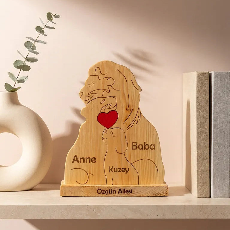 Aslan Figürlü Puzzle Seti (Anne Baba 1 Çocuk)