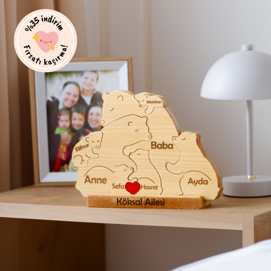 Ayıcık Figürlü Puzzle Seti (Anne Baba 5 Çocuk)