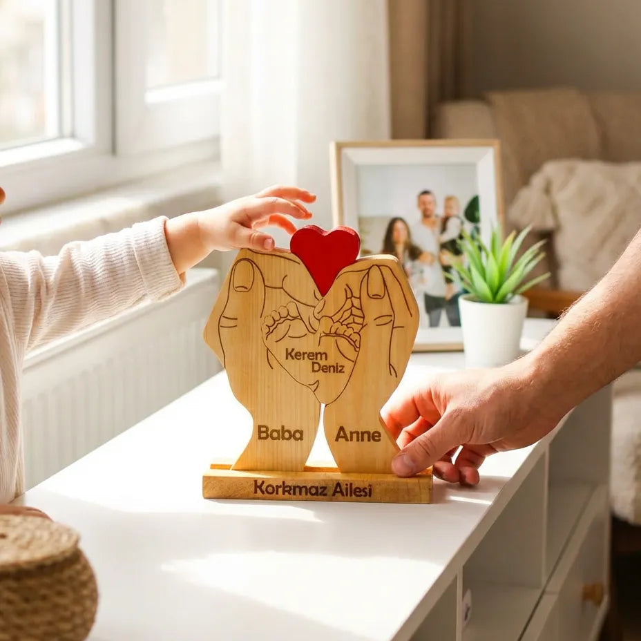 Avuç içi Aile Puzzle Seti (Anne Baba 2 Çocuk)