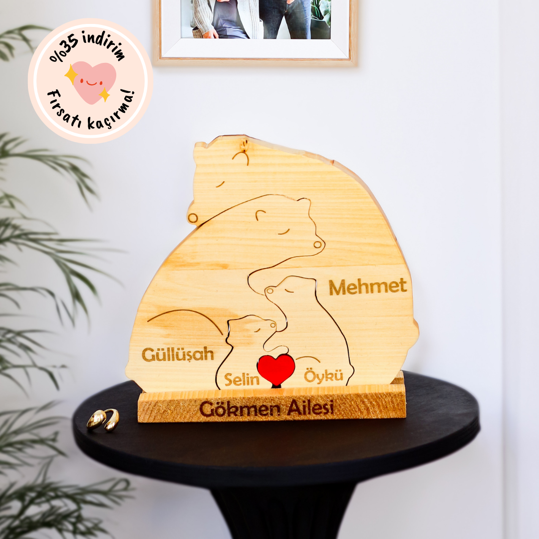 Ayıcık Figürlü Puzzle Seti (Anne Baba 2 Çocuk)