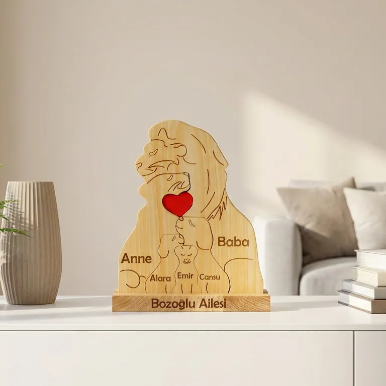 Aslan Figürlü Puzzle Seti (Anne Baba 3 Çocuk)