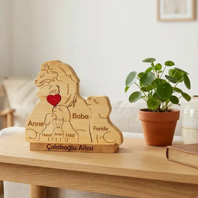 Aslan Figürlü Puzzle Seti (Anne Baba 4 Çocuk)