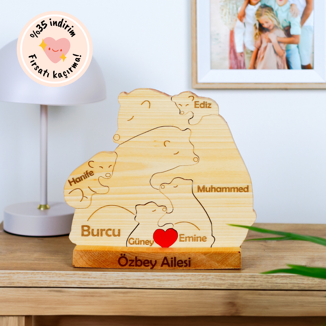 Ayıcık Figürlü Puzzle Seti (Anne Baba 4 Çocuk)