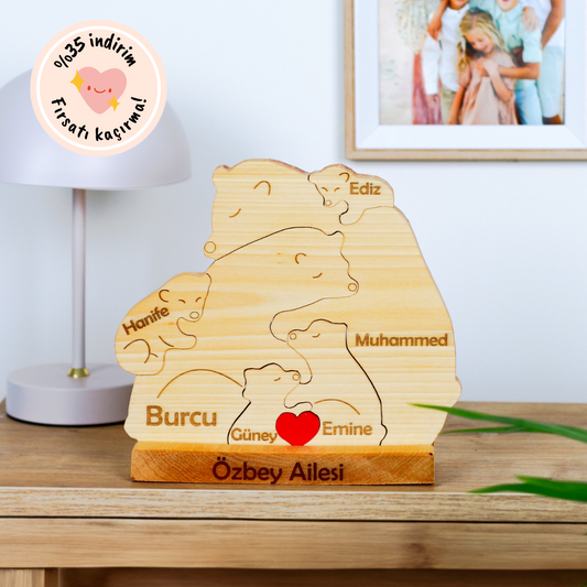 Ayıcık Figürlü Puzzle Seti (Anne Baba 4 Çocuk)
