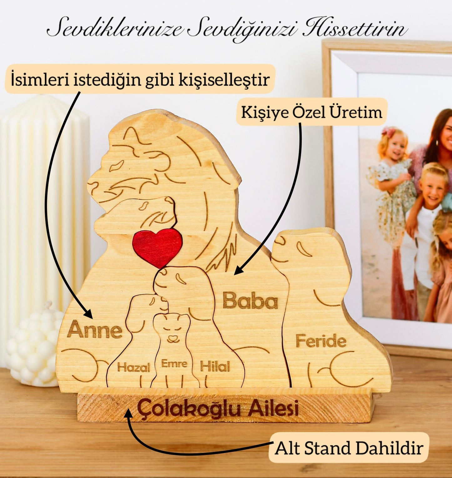 Aslan Figürlü Puzzle Seti (Anne Baba 4 Çocuk)