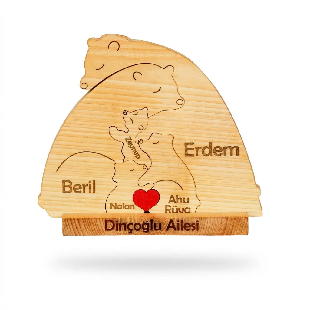 Ayıcık Figürlü Puzzle Seti (Anne Baba 3 Çocuk)
