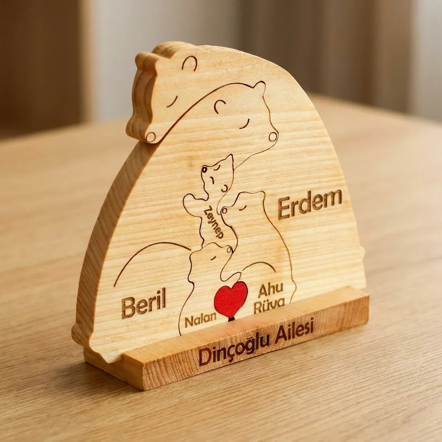 Ayıcık Figürlü Puzzle Seti (Anne Baba 3 Çocuk)