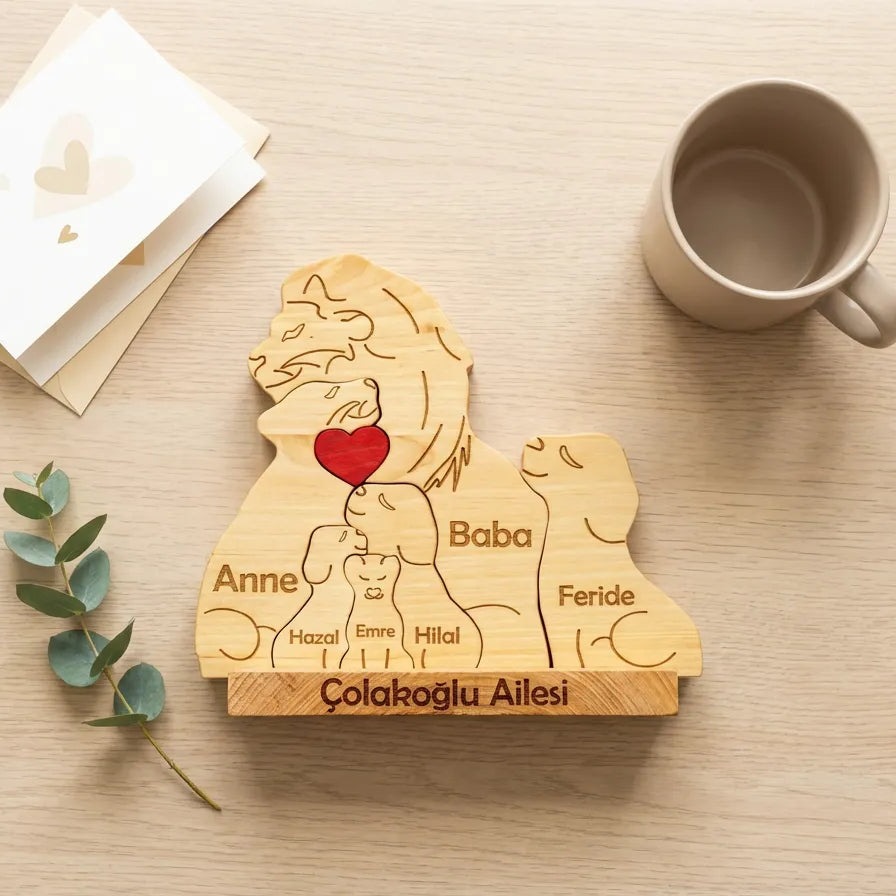 Aslan Figürlü Puzzle Seti (Anne Baba 4 Çocuk)