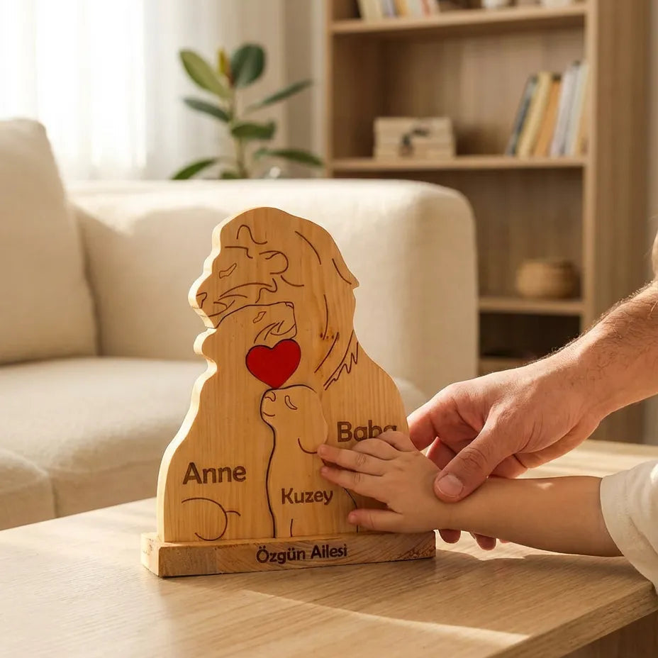 Aslan Figürlü Puzzle Seti (Anne Baba 1 Çocuk)