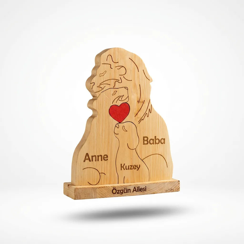 Aslan Figürlü Puzzle Seti (Anne Baba 1 Çocuk)
