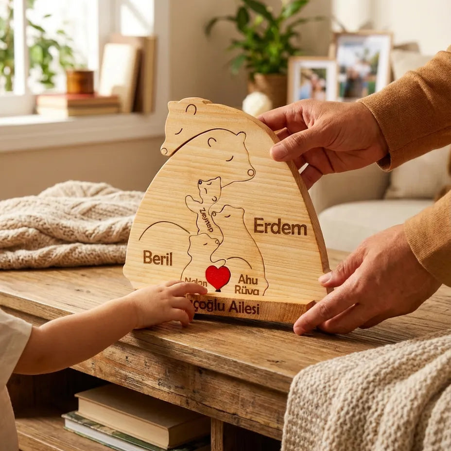 Ayıcık Figürlü Puzzle Seti (Anne Baba 3 Çocuk)