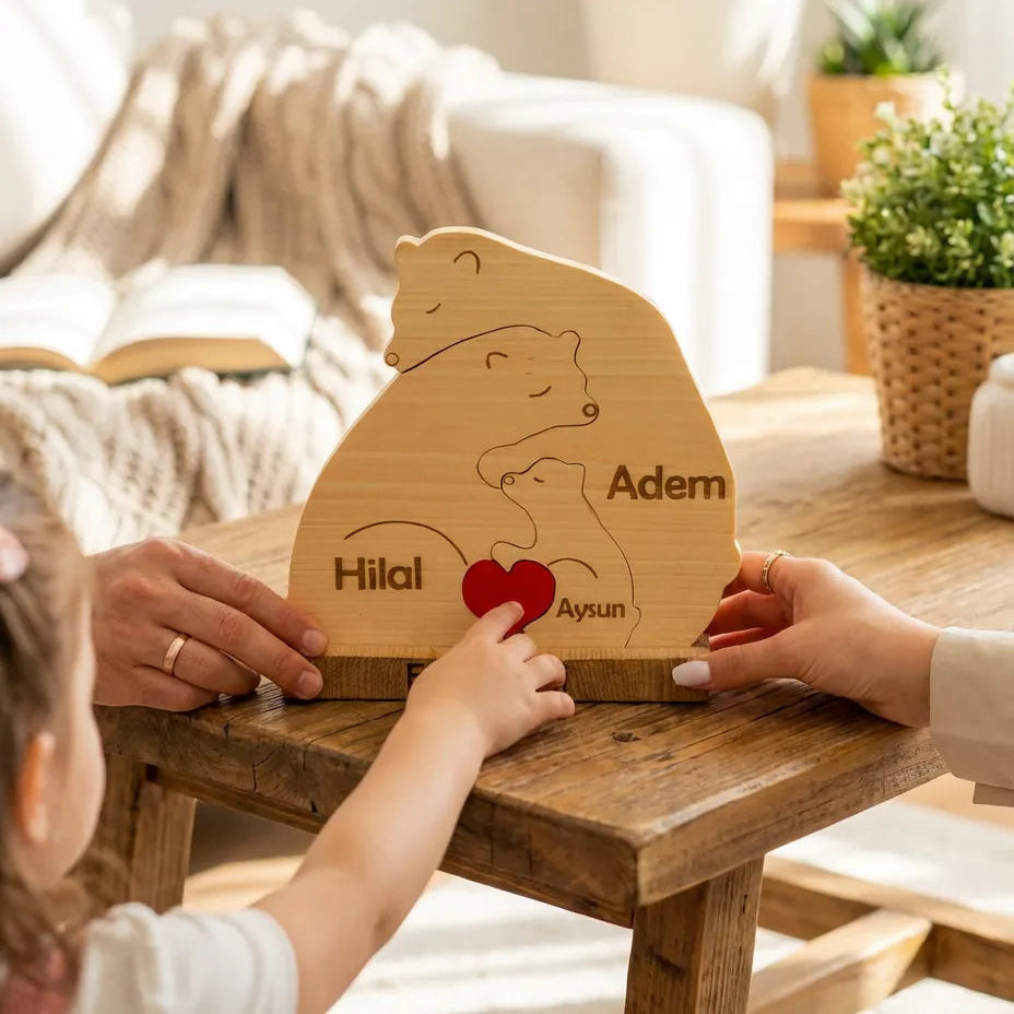 Ayıcık Figürlü Puzzle Seti-Model 2 (Anne Baba 1 Çocuk)