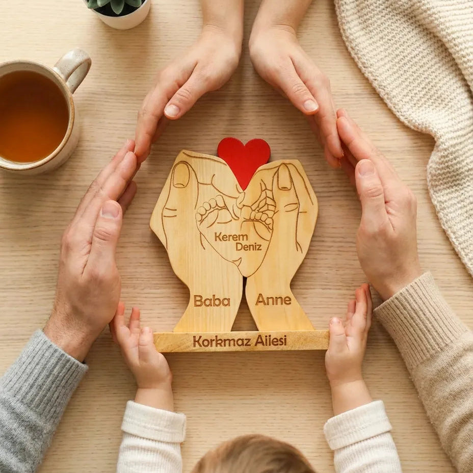Avuç içi Aile Puzzle Seti (Anne Baba 2 Çocuk)