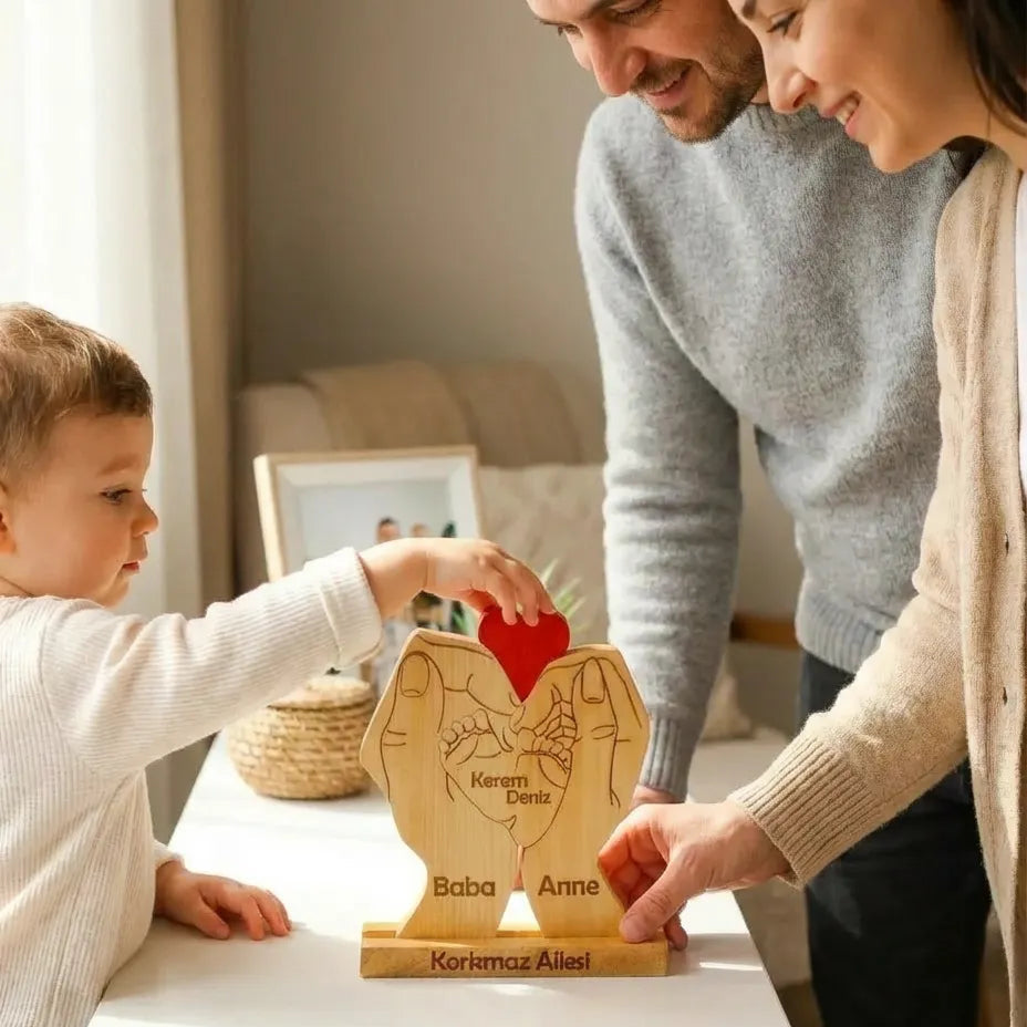 Avuç içi Aile Puzzle Seti (Anne Baba 2 Çocuk)