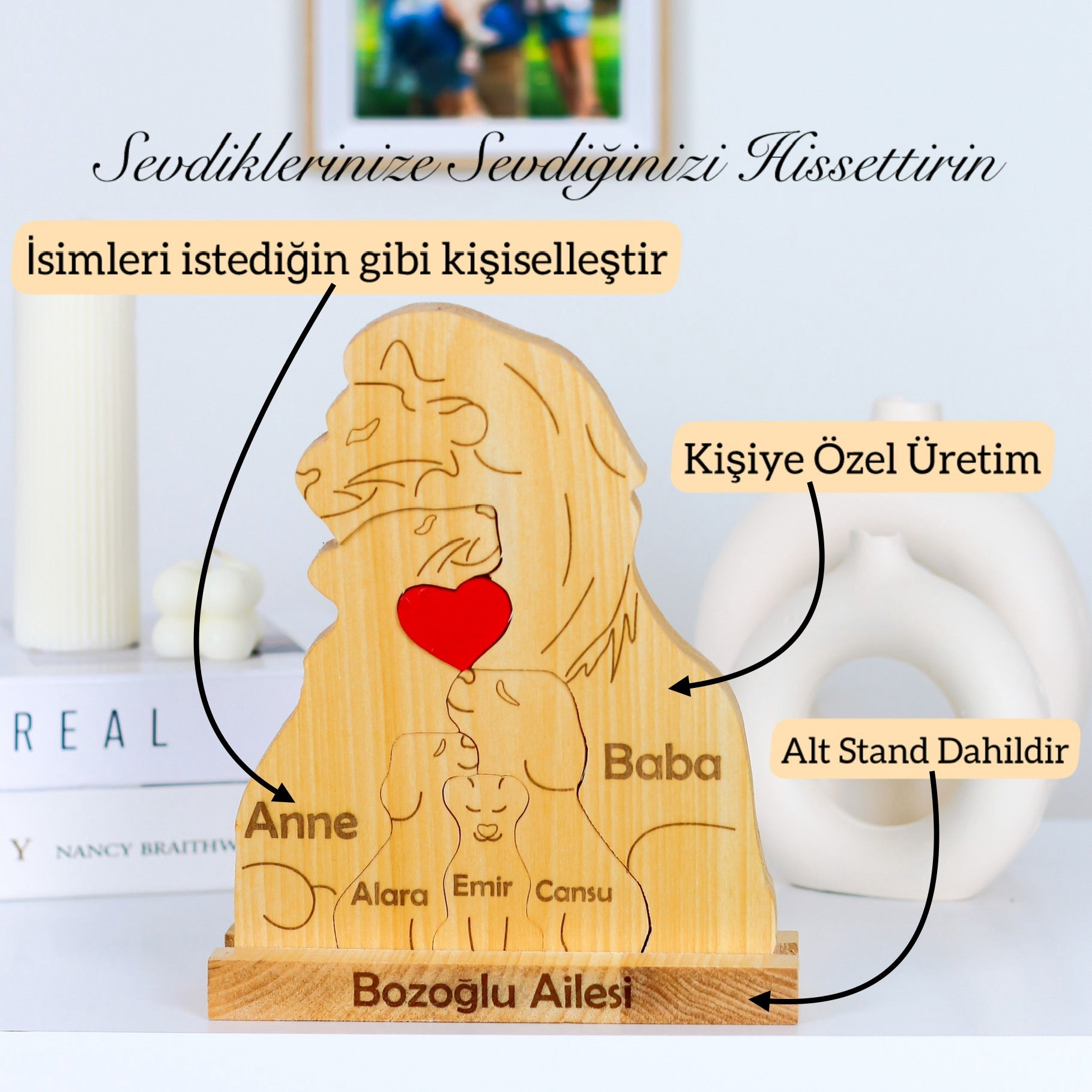 Aslan Figürlü Puzzle Seti (Anne Baba 3 Çocuk)