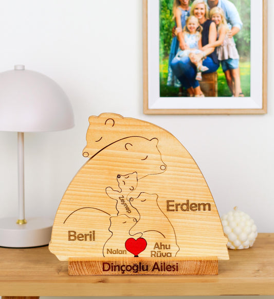 Ayıcık Figürlü Puzzle Seti (Anne Baba 3 Çocuk)
