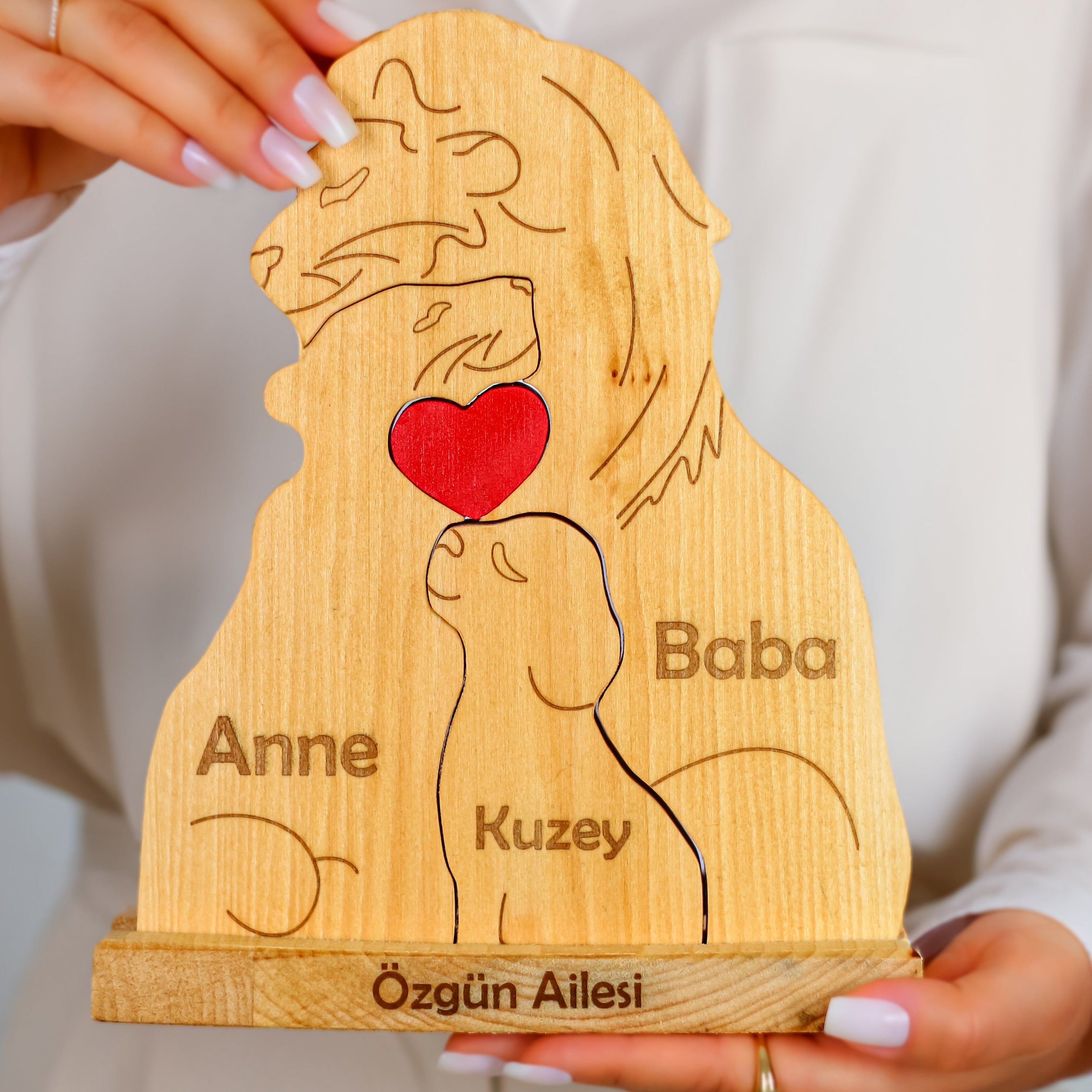 Aslan Figürlü Puzzle Seti (Anne Baba 1 Çocuk)