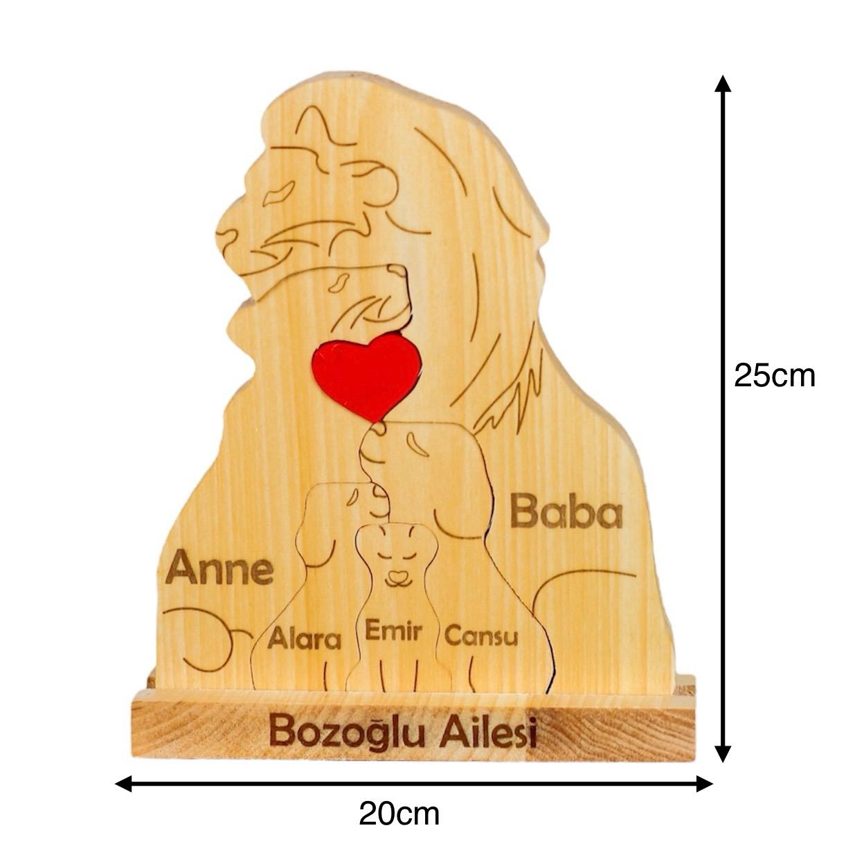Aslan Figürlü Puzzle Seti (Anne Baba 3 Çocuk)