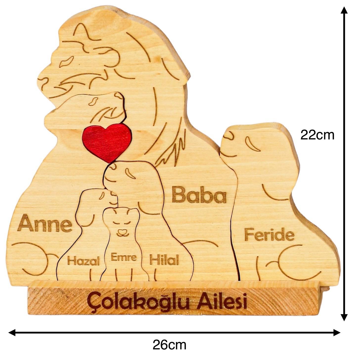 Aslan Figürlü Puzzle Seti (Anne Baba 4 Çocuk)