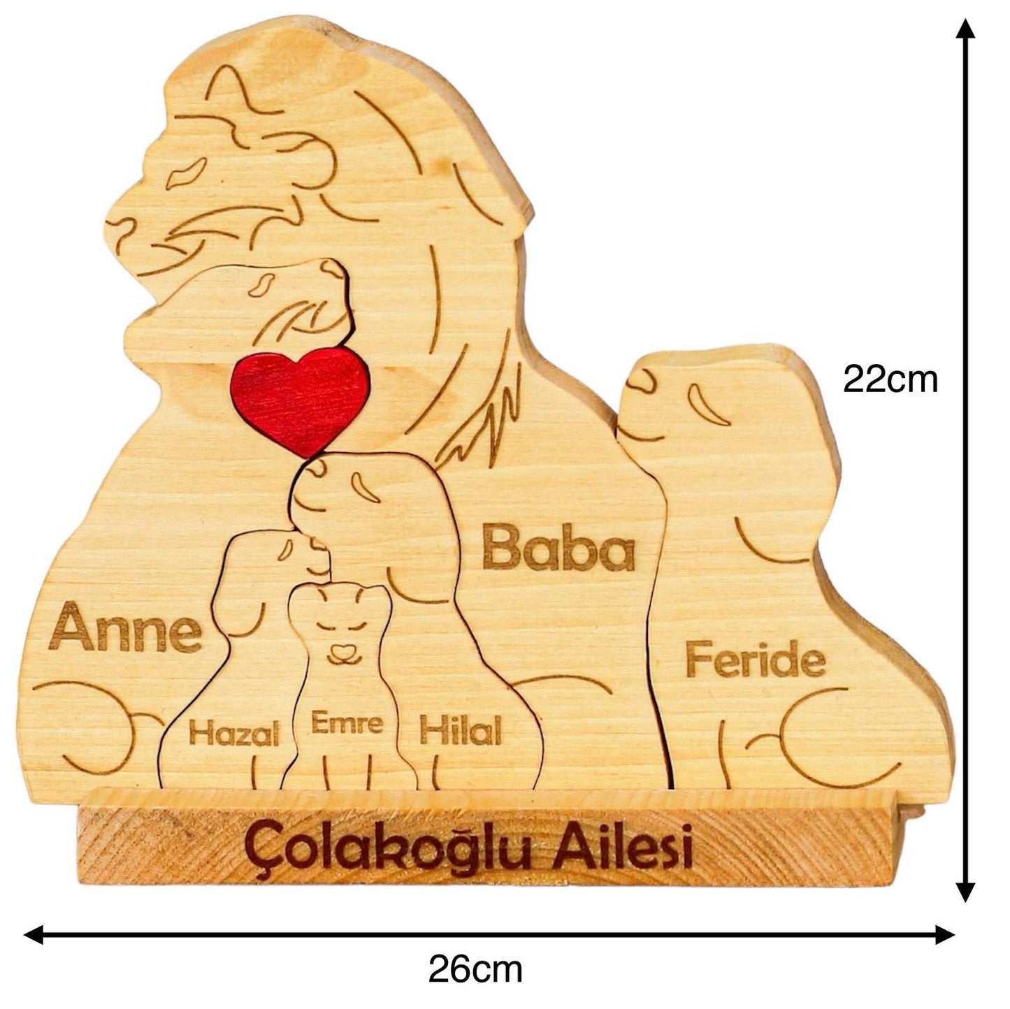 Aslan Figürlü Puzzle Seti (Anne Baba 4 Çocuk)