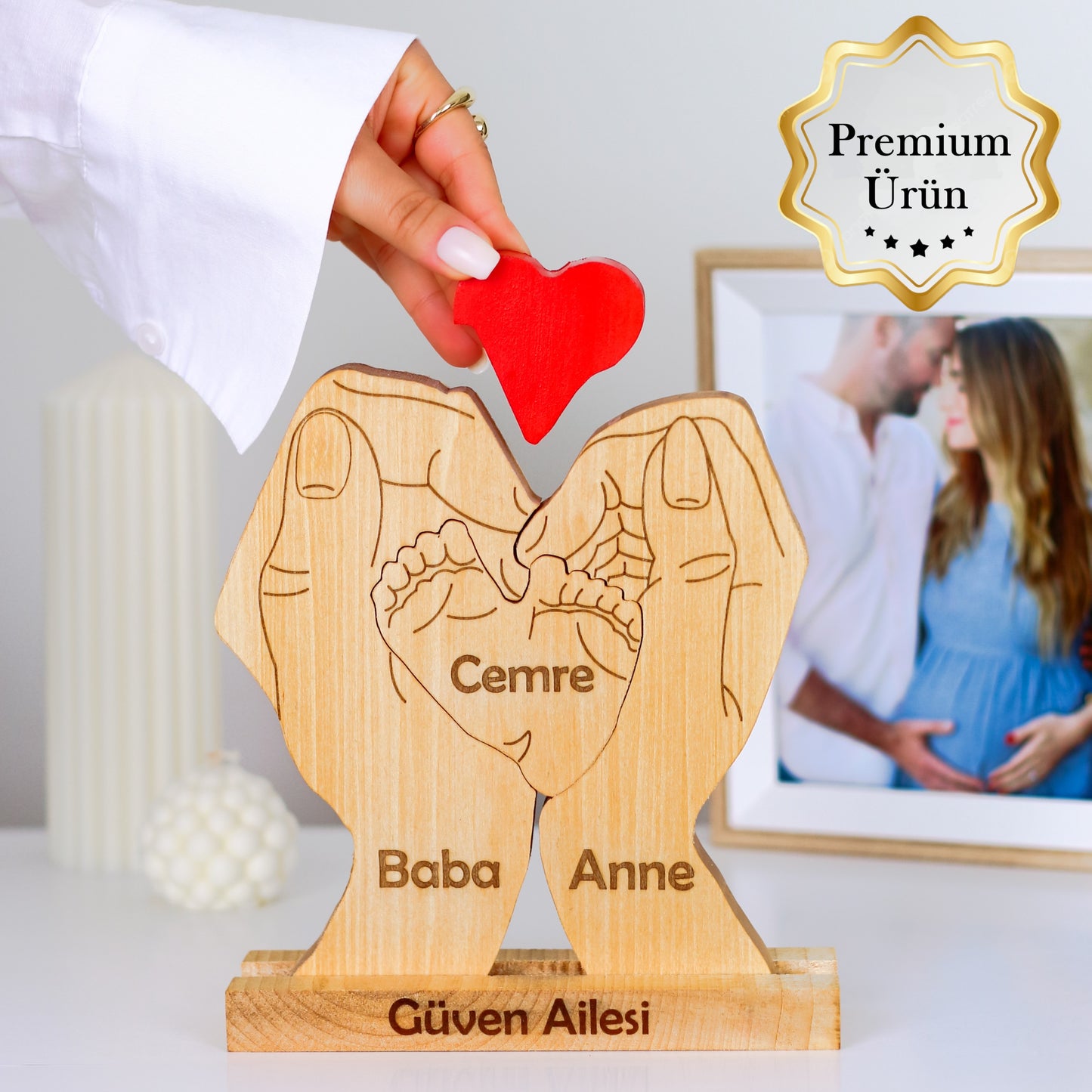 Avuç içi Aile Puzzle Seti (Anne Baba 1 Çocuk)