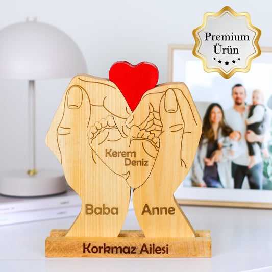 Avuç içi Aile Puzzle Seti (Anne Baba 2 Çocuk)