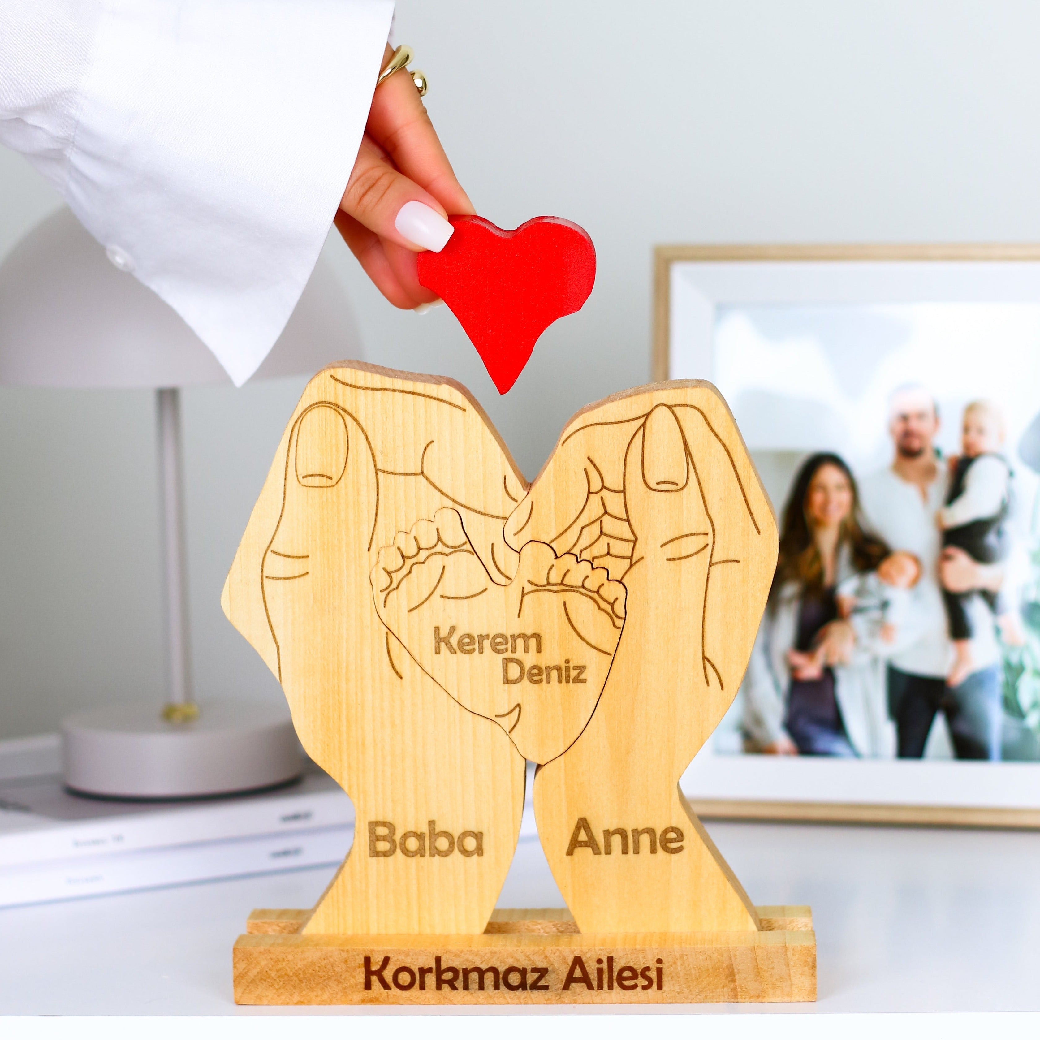 Avuç içi Aile Puzzle Seti (Anne Baba 2 Çocuk)