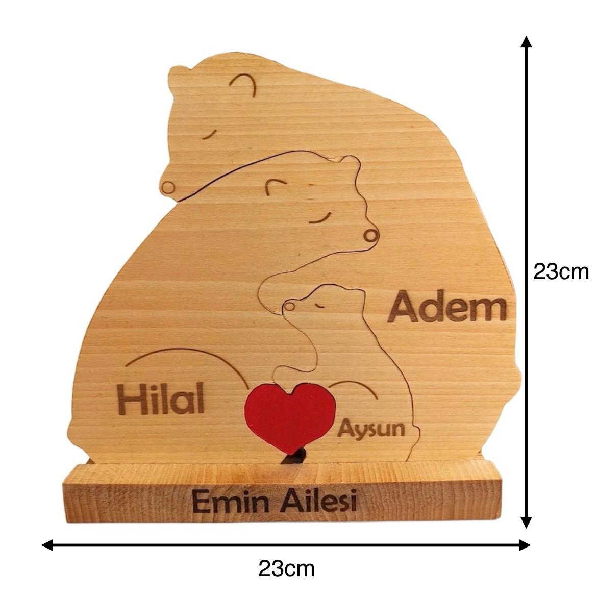 Ayıcık Figürlü Puzzle Seti-Model 2 (Anne Baba 1 Çocuk)