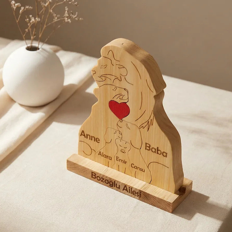 Aslan Figürlü Puzzle Seti (Anne Baba 3 Çocuk)