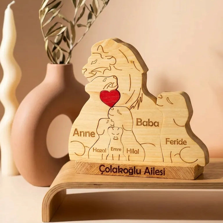 Aslan Figürlü Puzzle Seti (Anne Baba 4 Çocuk)