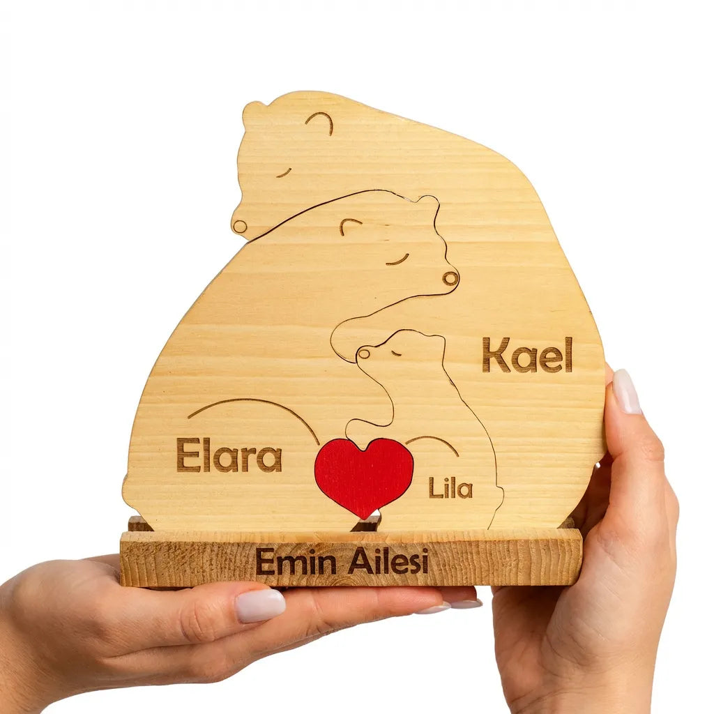 Ayıcık Figürlü Puzzle Seti-Model 2 (Anne Baba 1 Çocuk)