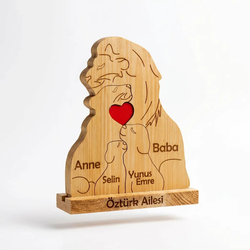 Aslan Figürlü Puzzle Seti (Anne Baba 2 Çocuk)