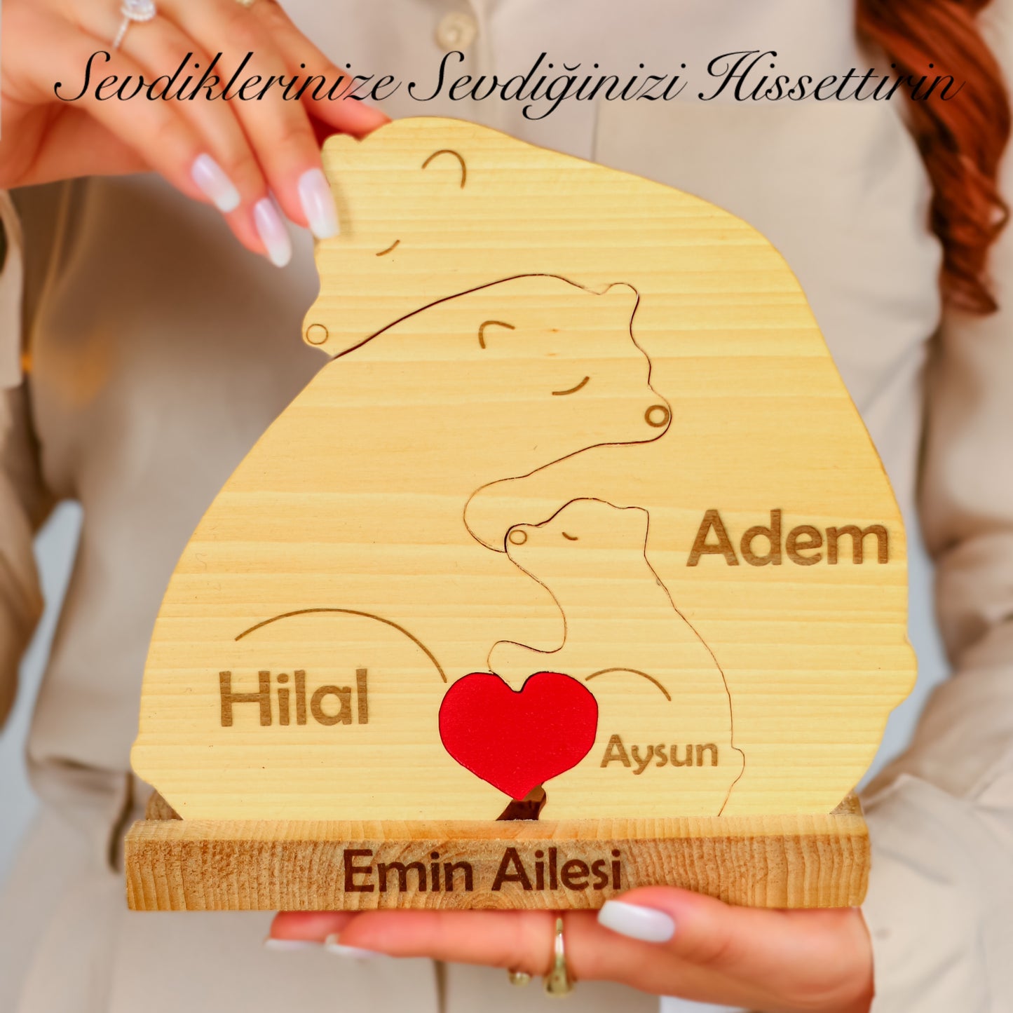 Ayıcık Figürlü Puzzle Seti-Model 2 (Anne Baba 1 Çocuk)