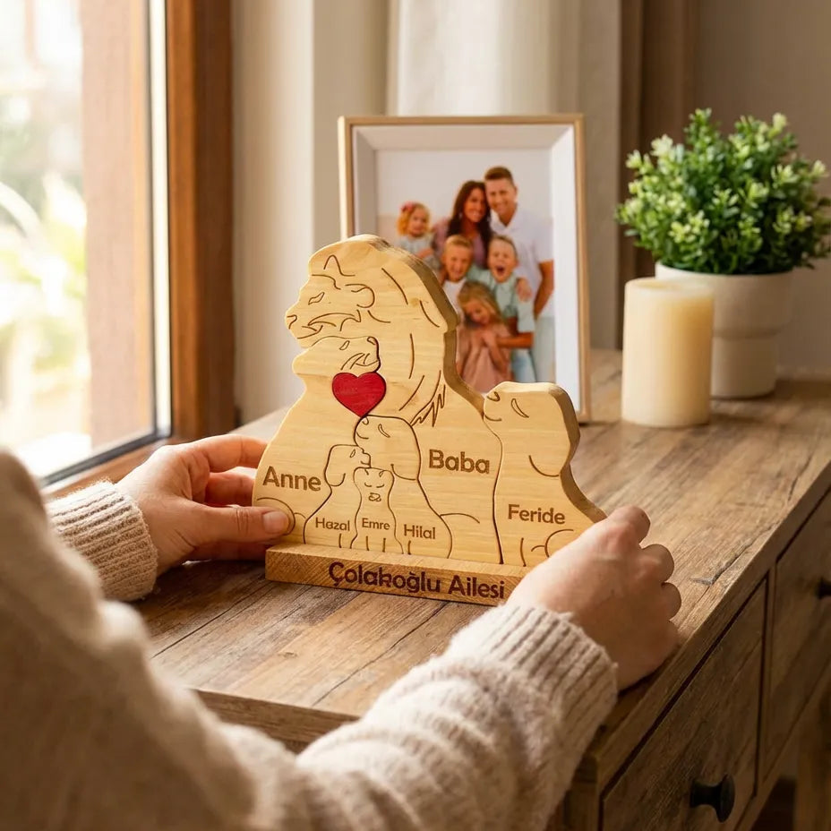 Aslan Figürlü Puzzle Seti (Anne Baba 4 Çocuk)