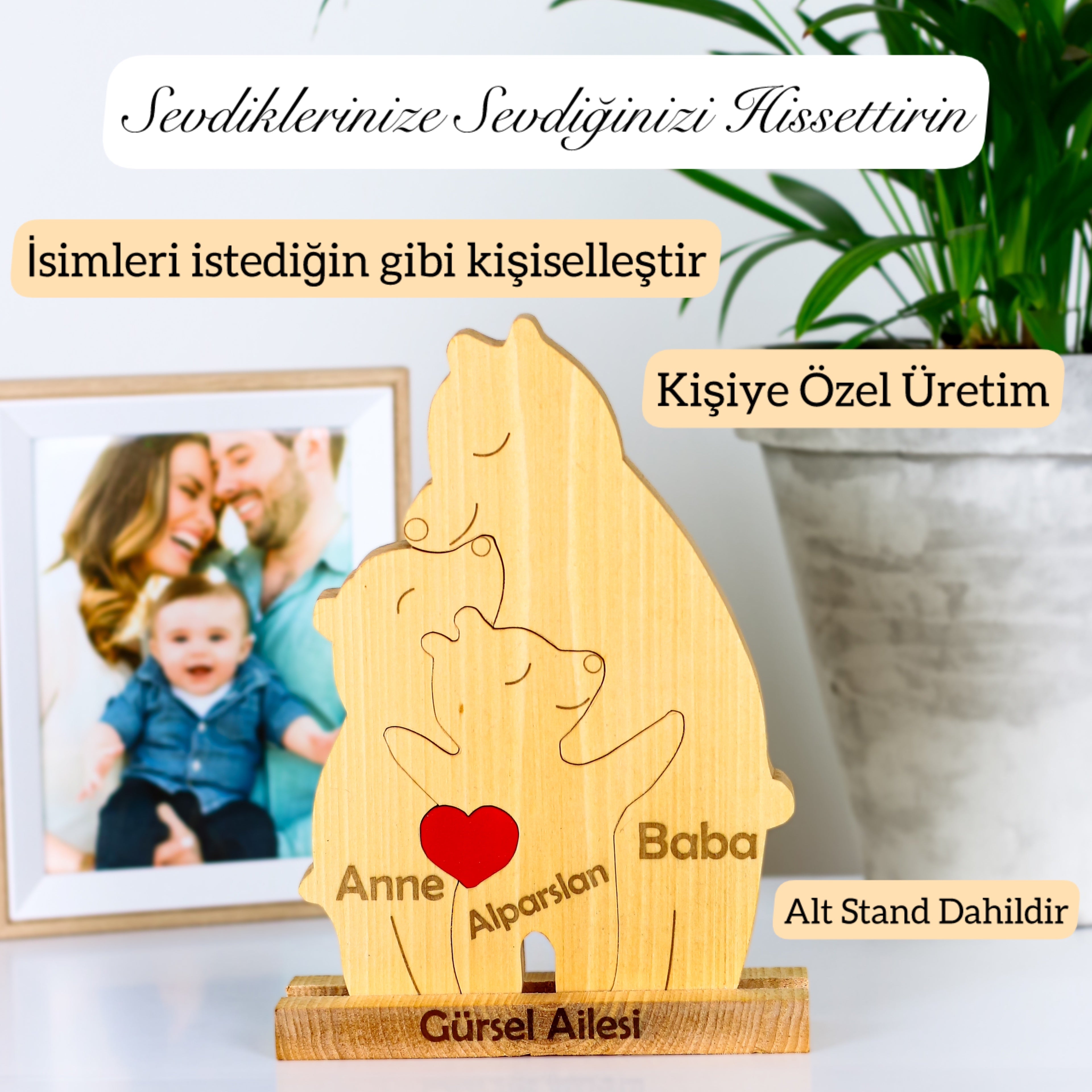 Ayıcık Figürlü Puzzle Seti (Anne Baba 1 Çocuk)