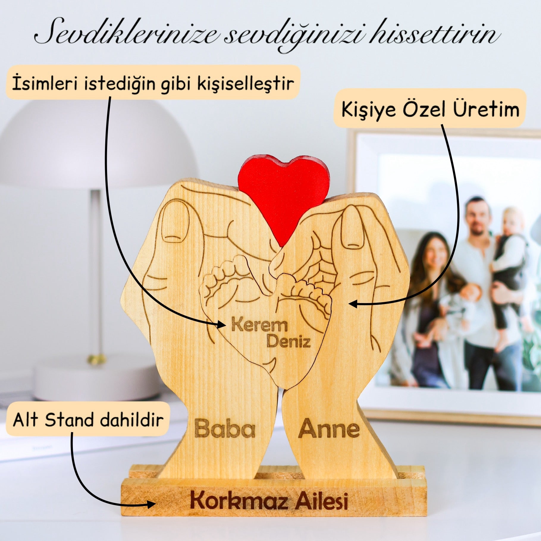 Avuç içi Aile Puzzle Seti (Anne Baba 2 Çocuk)