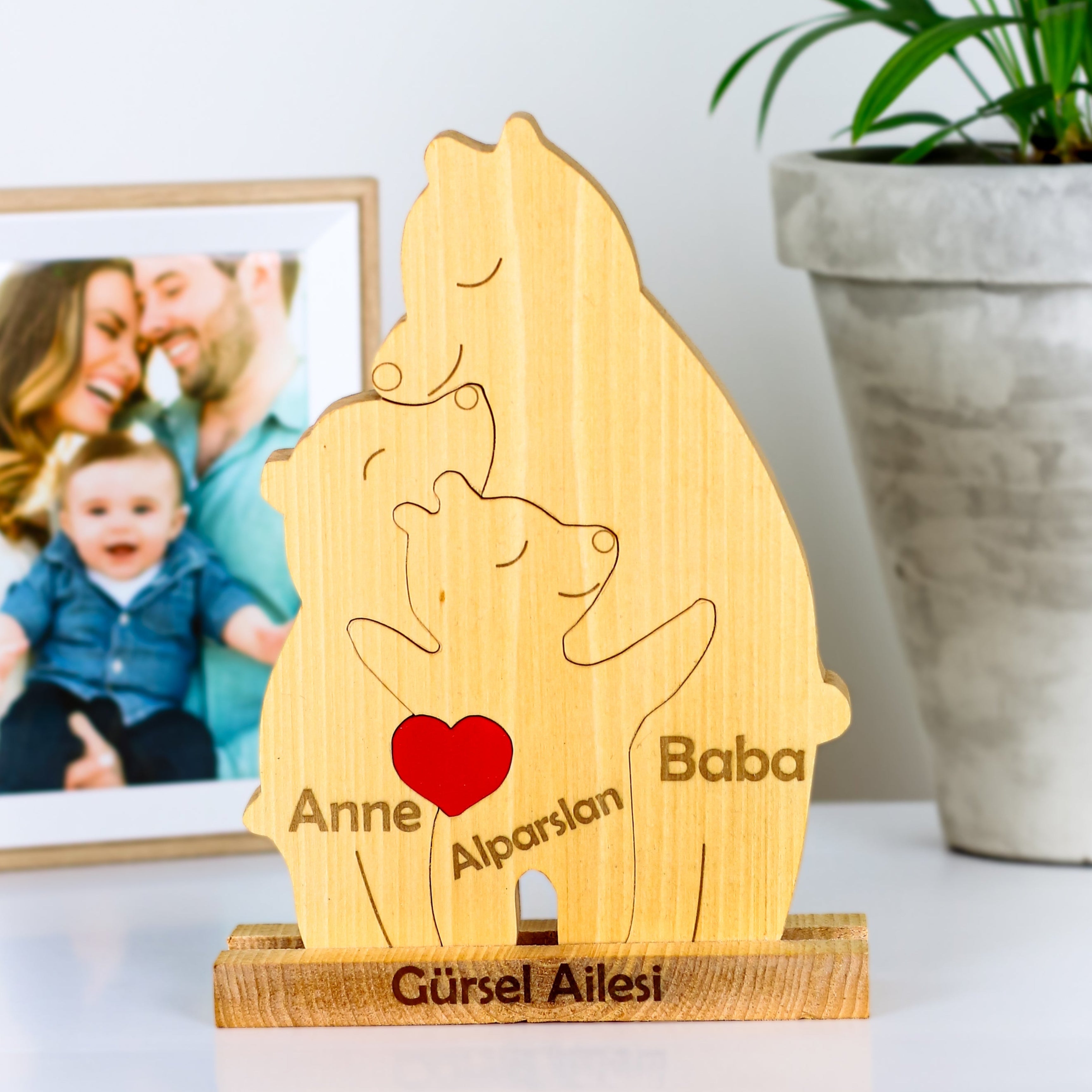 Ayıcık Figürlü Puzzle Seti (Anne Baba 1 Çocuk)