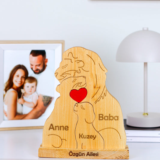 Aslan Figürlü Puzzle Seti (Anne Baba 1 Çocuk)