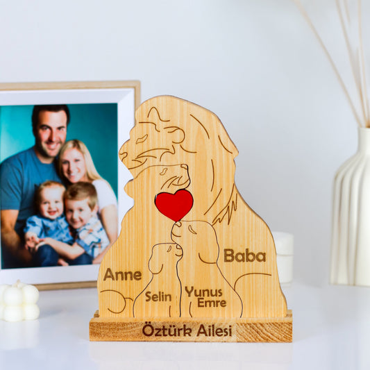 Aslan Figürlü Puzzle Seti (Anne Baba 2 Çocuk)