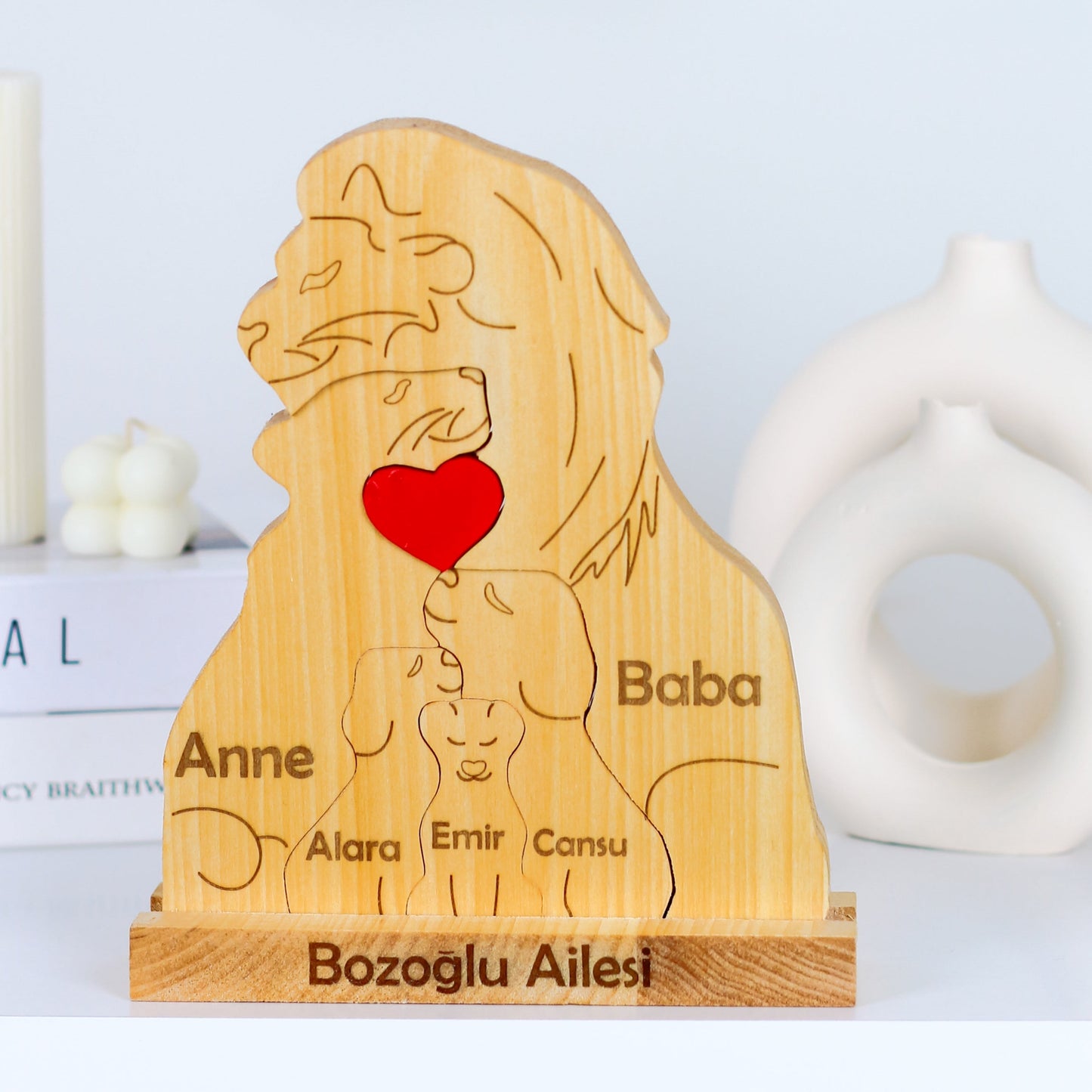 Aslan Figürlü Puzzle Seti (Anne Baba 3 Çocuk)