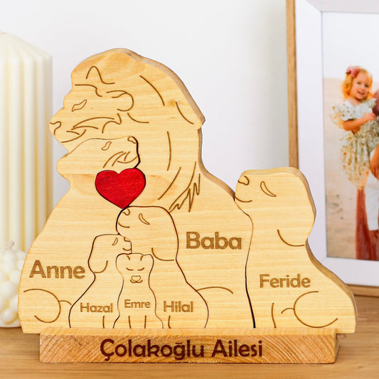 Aslan Figürlü Puzzle Seti (Anne Baba 4 Çocuk)