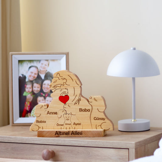 Aslan Figürlü Puzzle Seti (Anne Baba 5 Çocuk)
